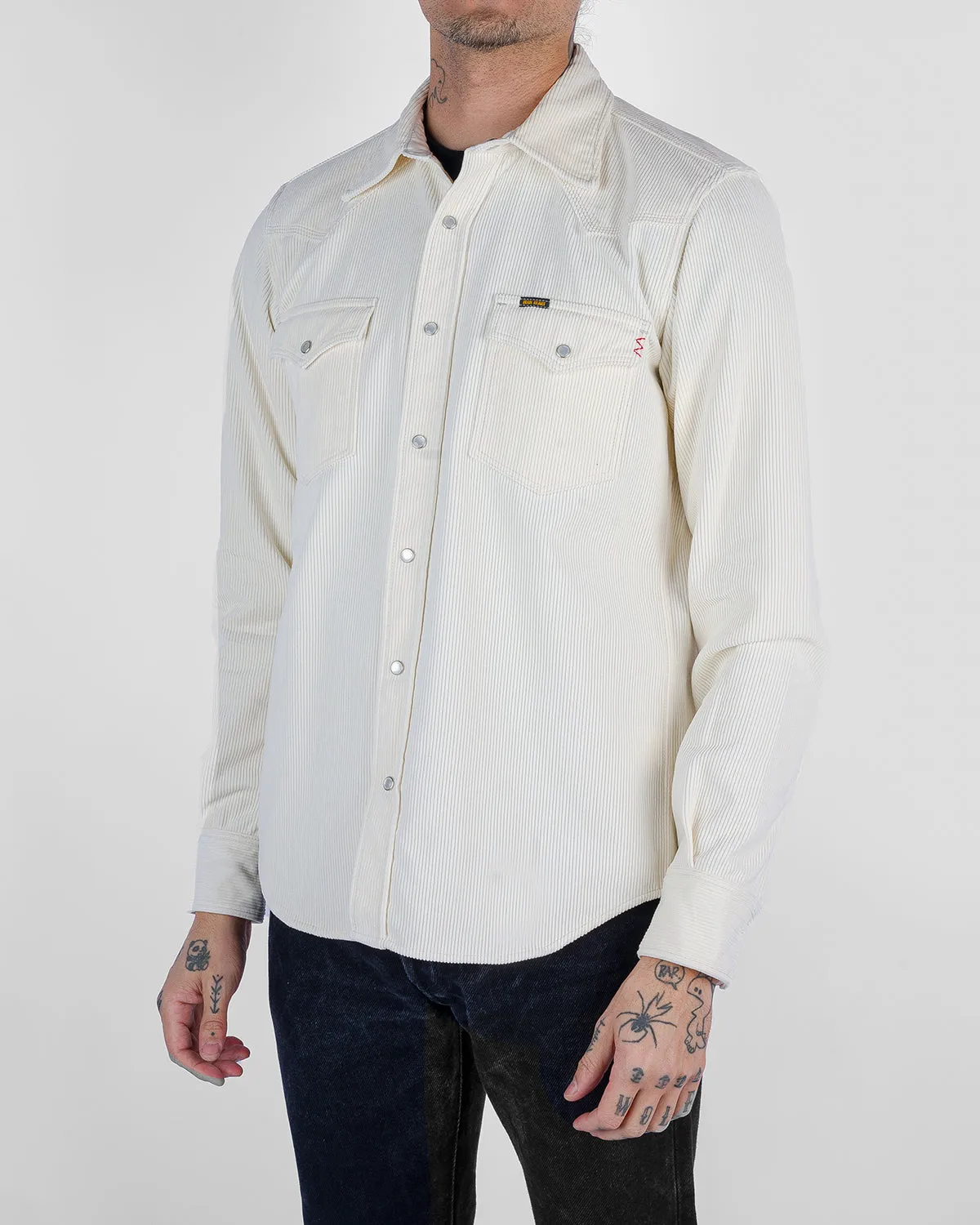 11oz Corduroy Western Shirt -  Off White