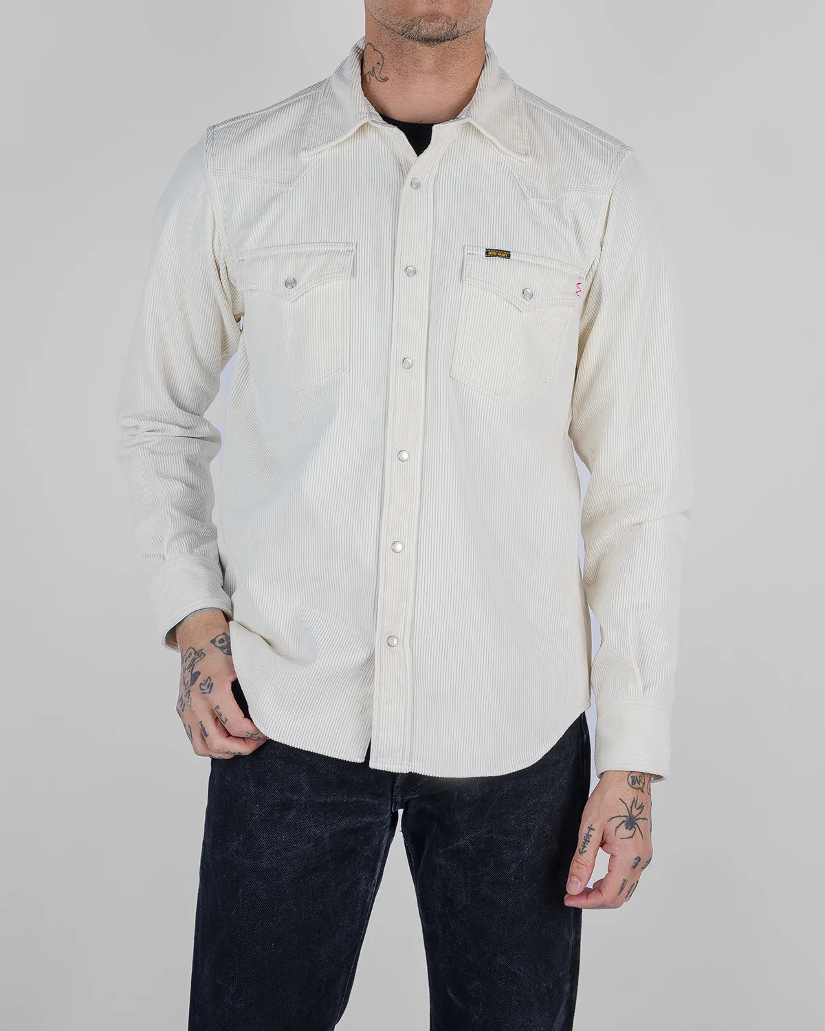 11oz Corduroy Western Shirt -  Off White