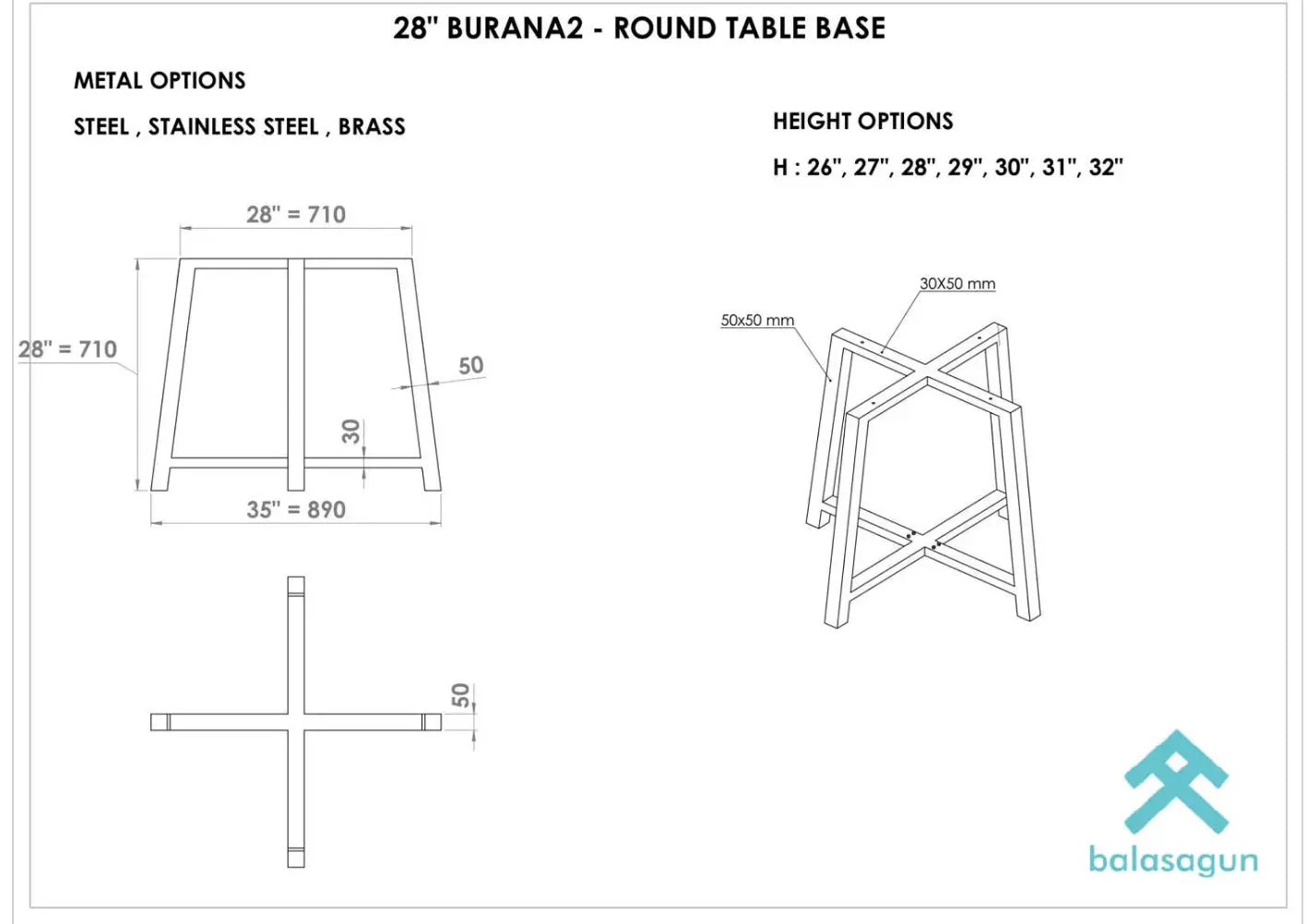 28" Burana2 Round Table Base | BURANA 35