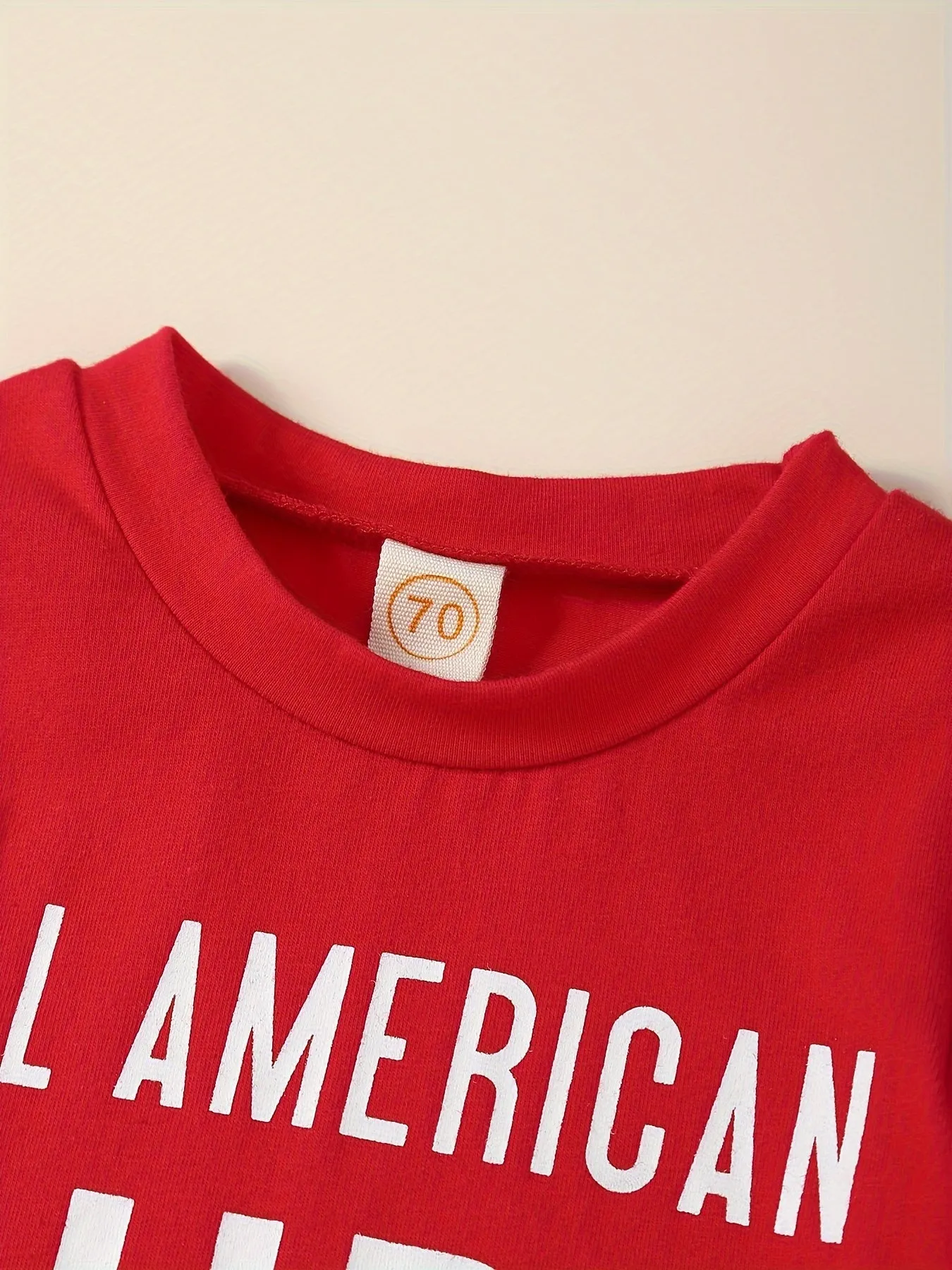 2pcs Baby Boys Patriotic Independence Day Cotton Outfit Set, Casual Style Short Sleeve 'All American Dude' T-Shirt With Star Spangled Striped Shorts Set