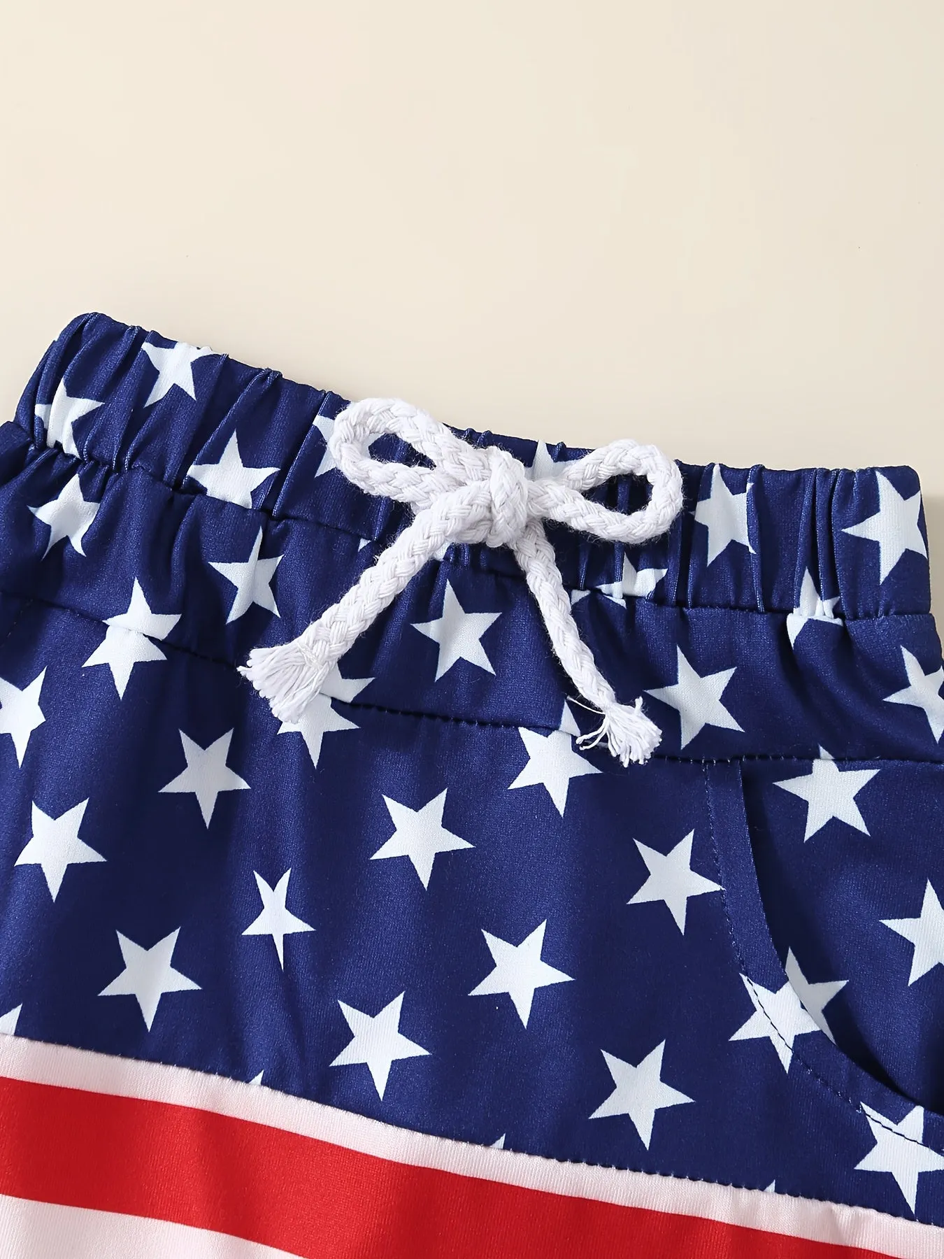 2pcs Baby Boys Patriotic Independence Day Cotton Outfit Set, Casual Style Short Sleeve 'All American Dude' T-Shirt With Star Spangled Striped Shorts Set