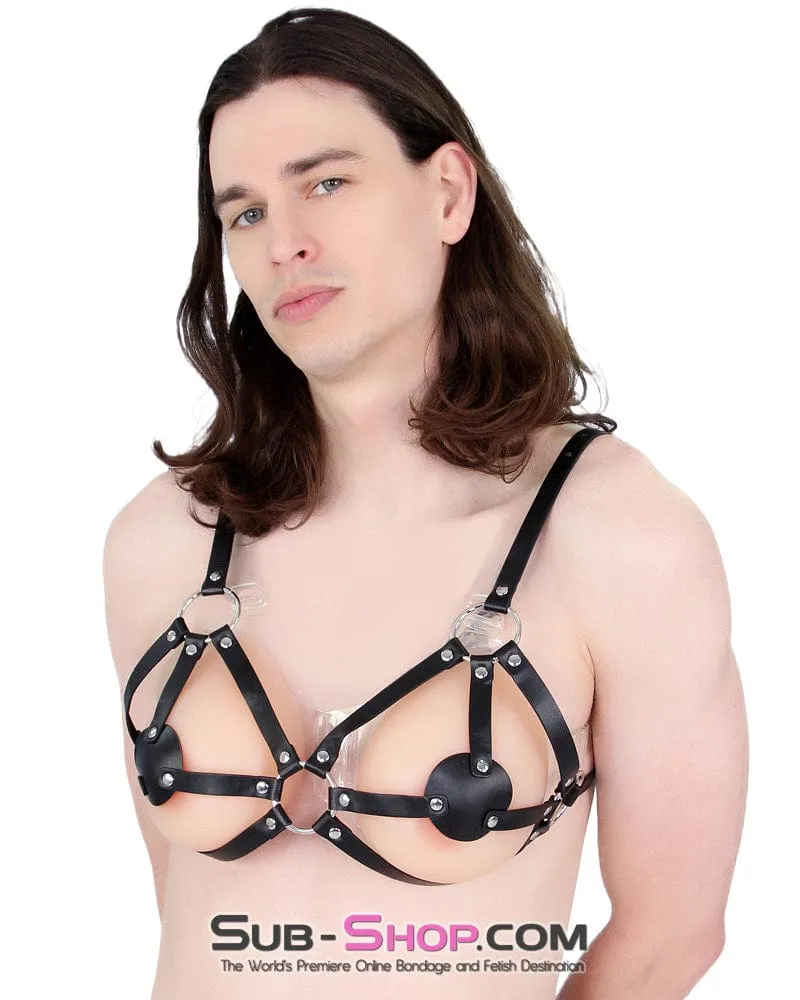 7232M-SIS      Sissy Slavegirl Breast Bondage Bra Chest Harness