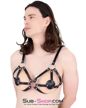 7232M-SIS      Sissy Slavegirl Breast Bondage Bra Chest Harness