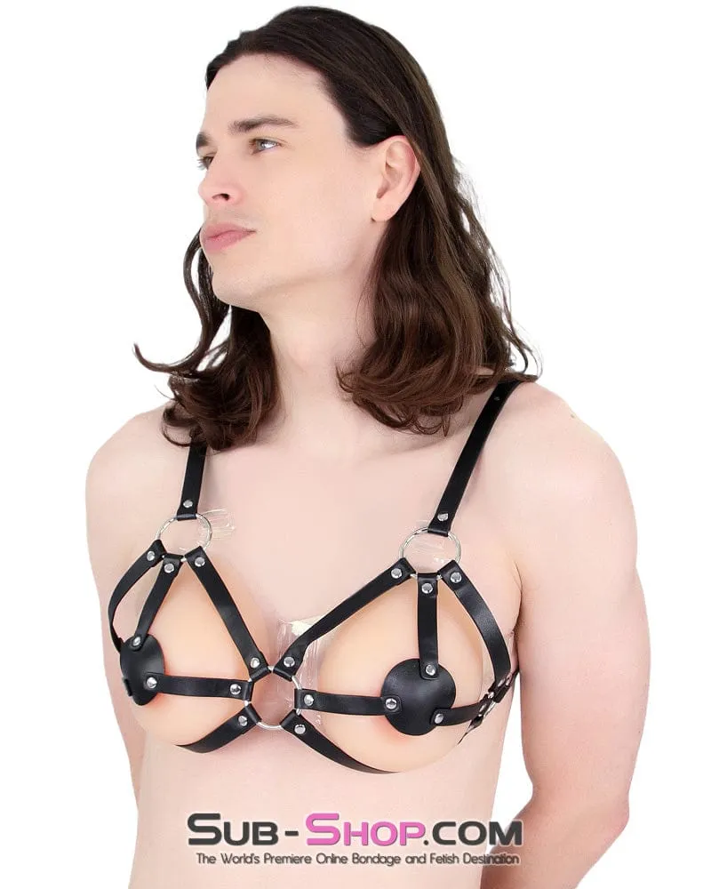 7232M-SIS      Sissy Slavegirl Breast Bondage Bra Chest Harness