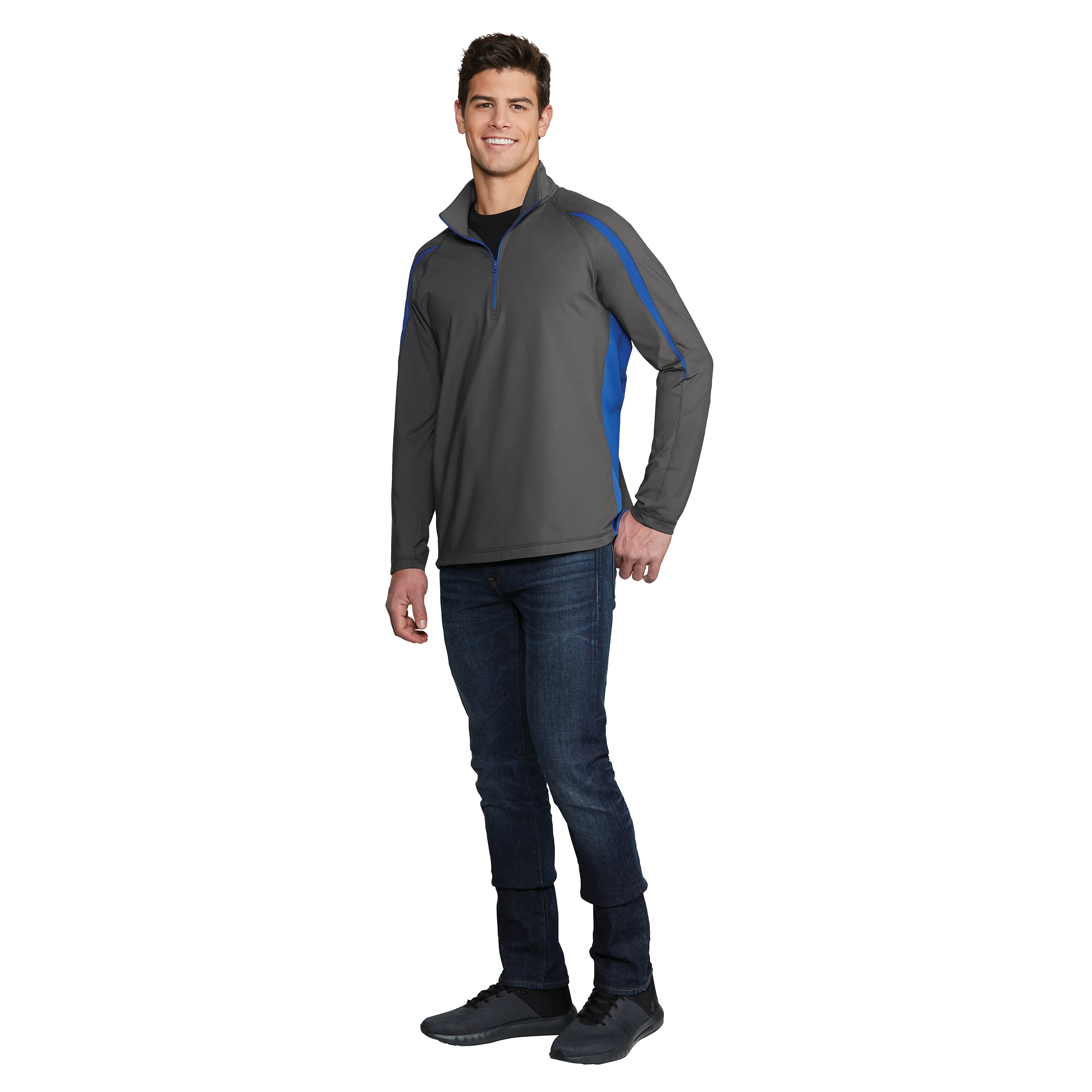 A1402 Mens Stretch 1/2 Zip Colorblock Pullover