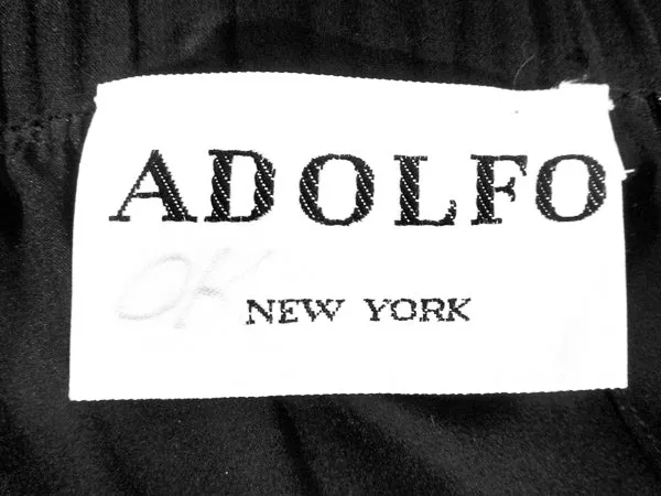 ADOLFO Black Silk Chiffon Skirt with Gathered Front