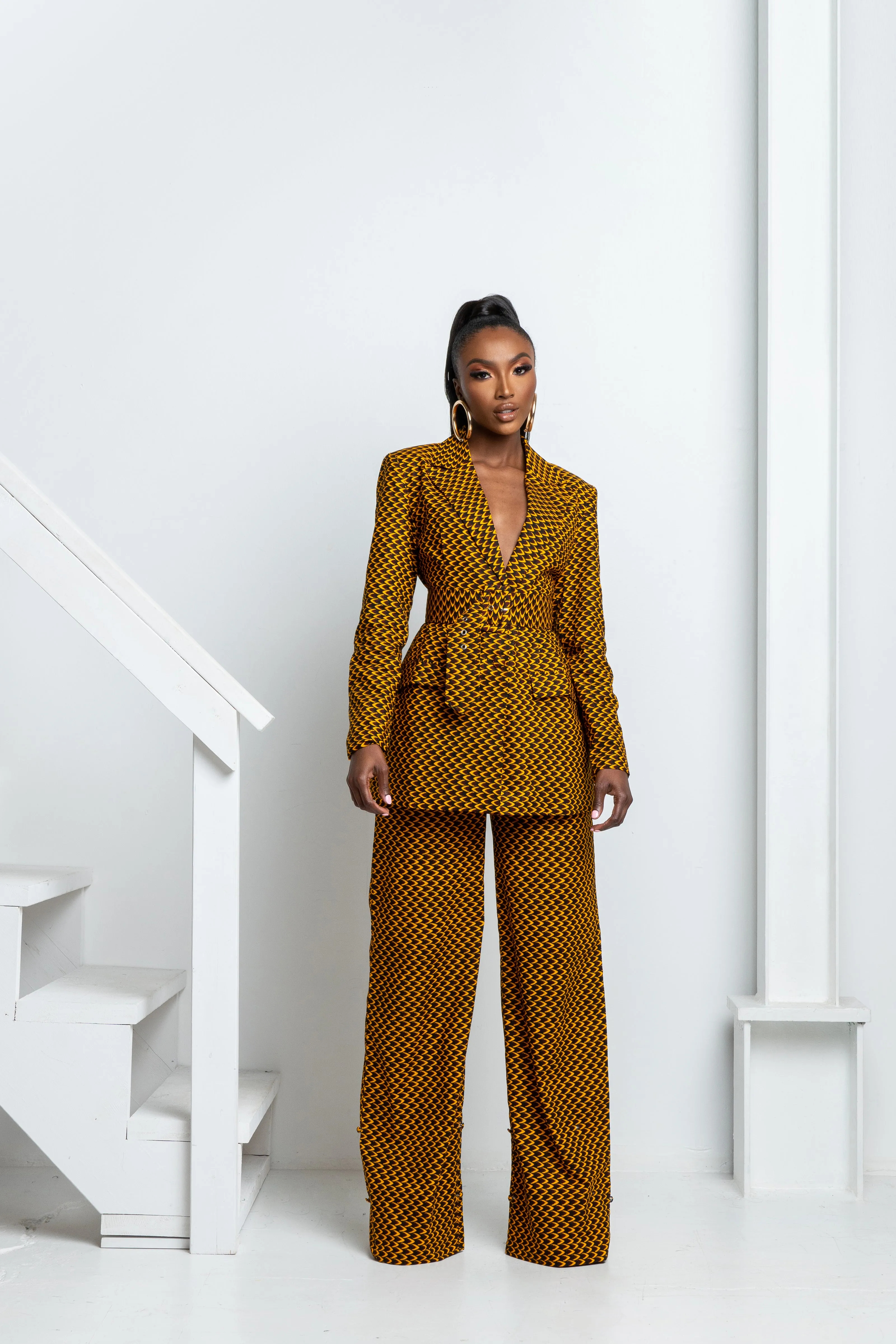 AGBANI African Print high waist trousers (3 LENGTH)