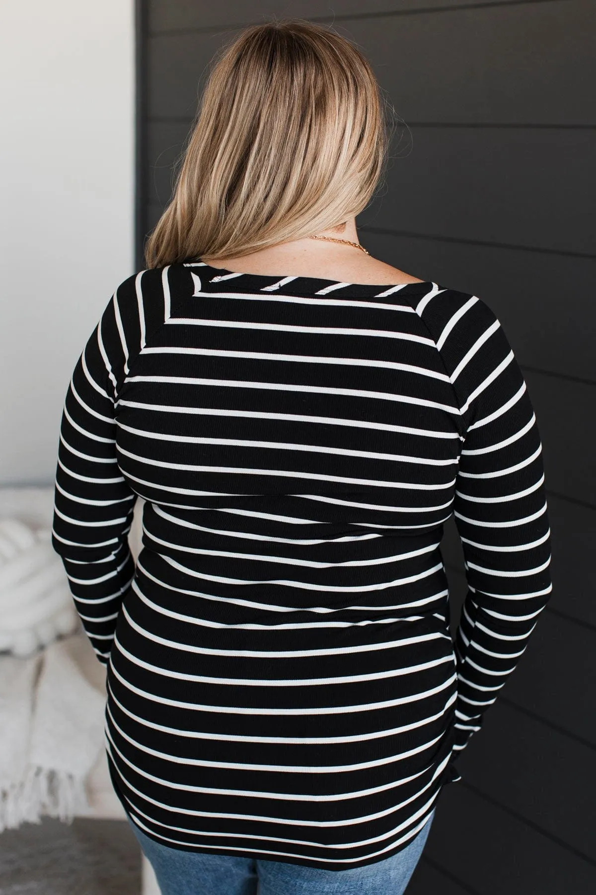 All That Really Matters Ruched Top- Black & Ivory