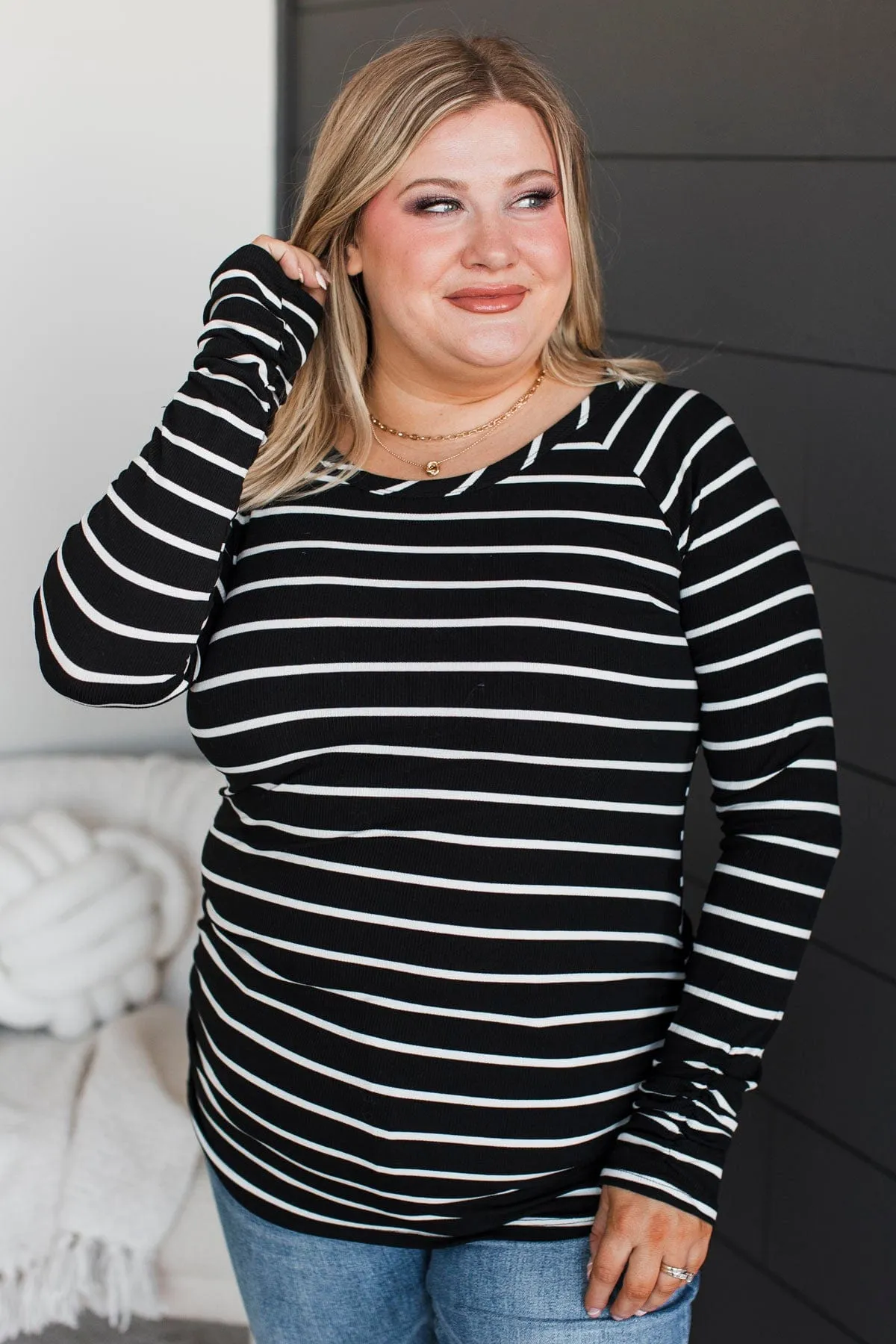 All That Really Matters Ruched Top- Black & Ivory