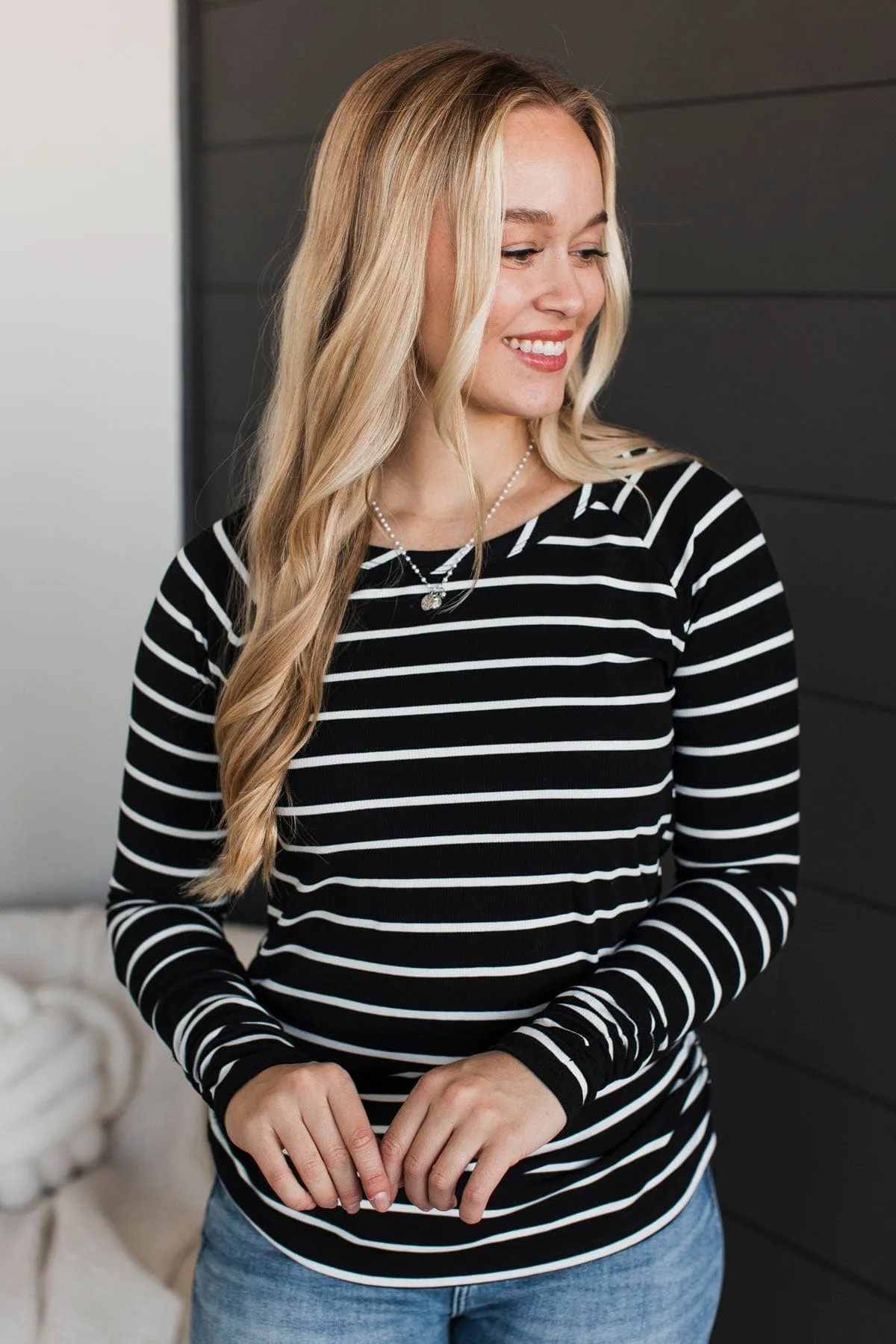All That Really Matters Ruched Top- Black & Ivory