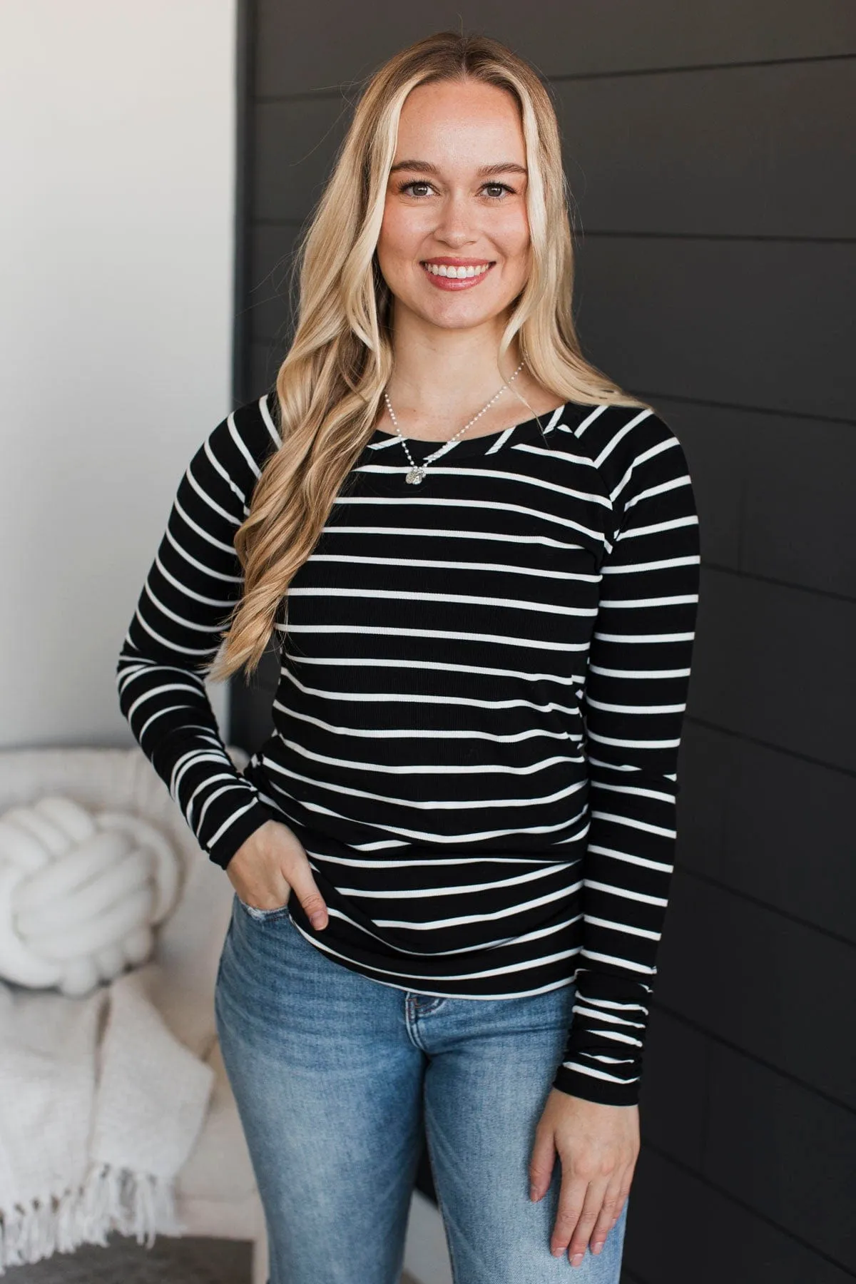All That Really Matters Ruched Top- Black & Ivory
