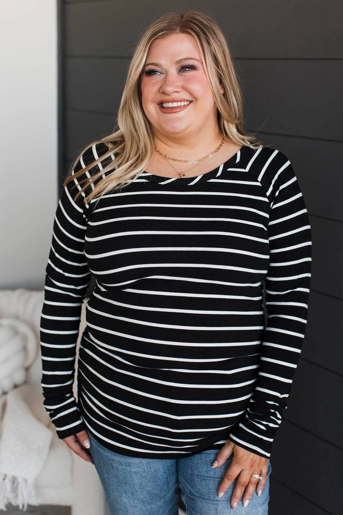 All That Really Matters Ruched Top- Black & Ivory