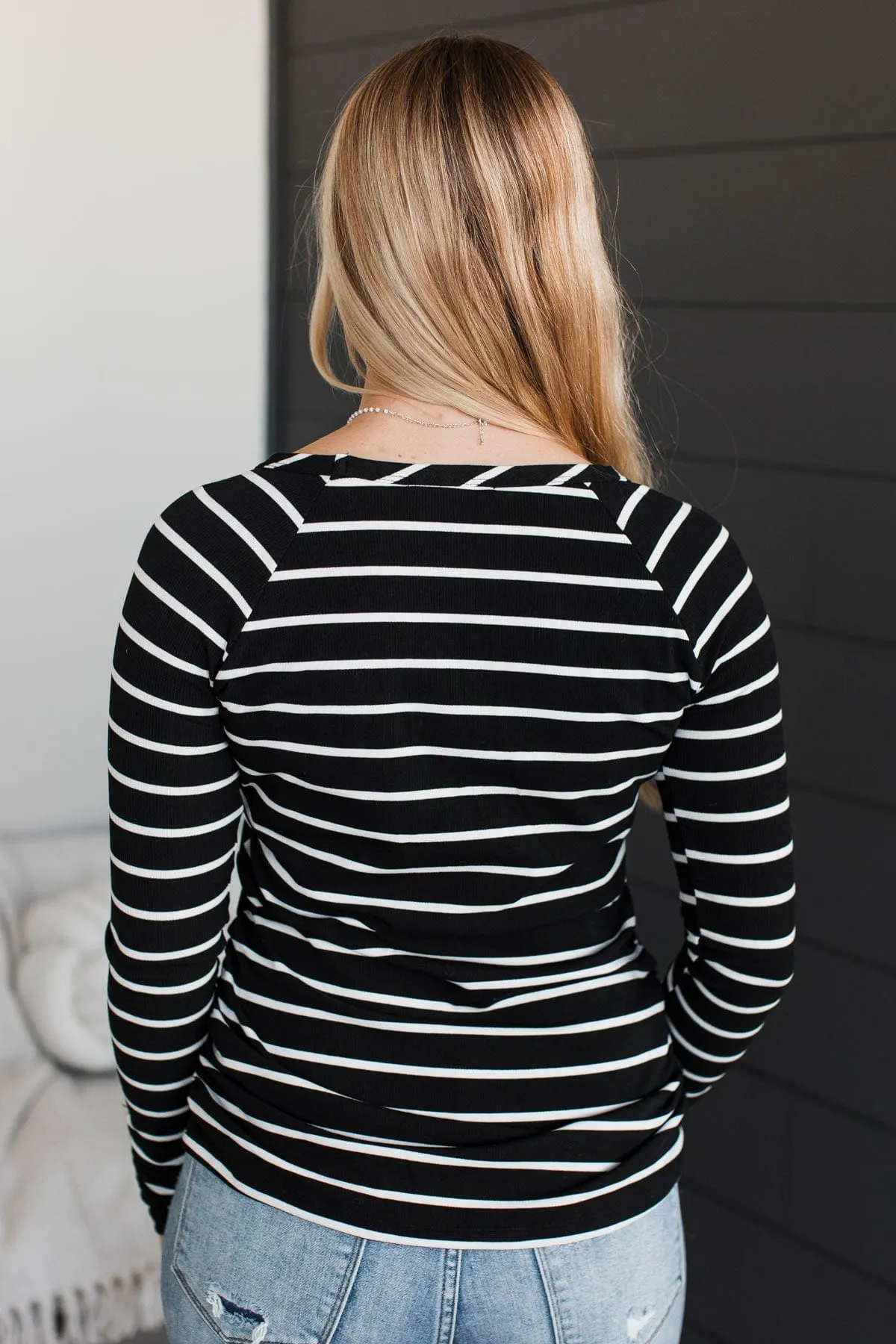 All That Really Matters Ruched Top- Black & Ivory