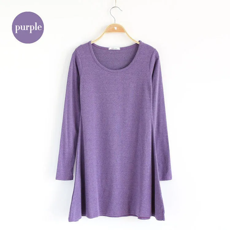 Autumn Winter Fashion Clothes Spring Women Dress 100% Cotton Dress Female Long Sleeve Dress O-Neck Woolen Dresses