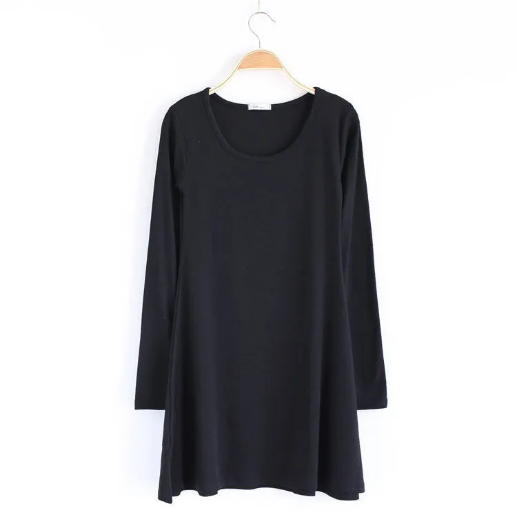 Autumn Winter Fashion Clothes Spring Women Dress 100% Cotton Dress Female Long Sleeve Dress O-Neck Woolen Dresses