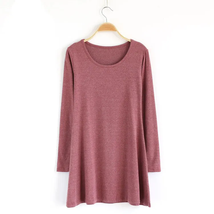 Autumn Winter Fashion Clothes Spring Women Dress 100% Cotton Dress Female Long Sleeve Dress O-Neck Woolen Dresses