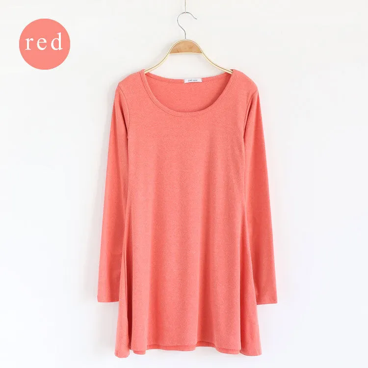 Autumn Winter Fashion Clothes Spring Women Dress 100% Cotton Dress Female Long Sleeve Dress O-Neck Woolen Dresses