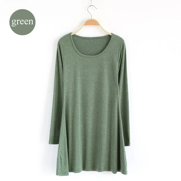 Autumn Winter Fashion Clothes Spring Women Dress 100% Cotton Dress Female Long Sleeve Dress O-Neck Woolen Dresses