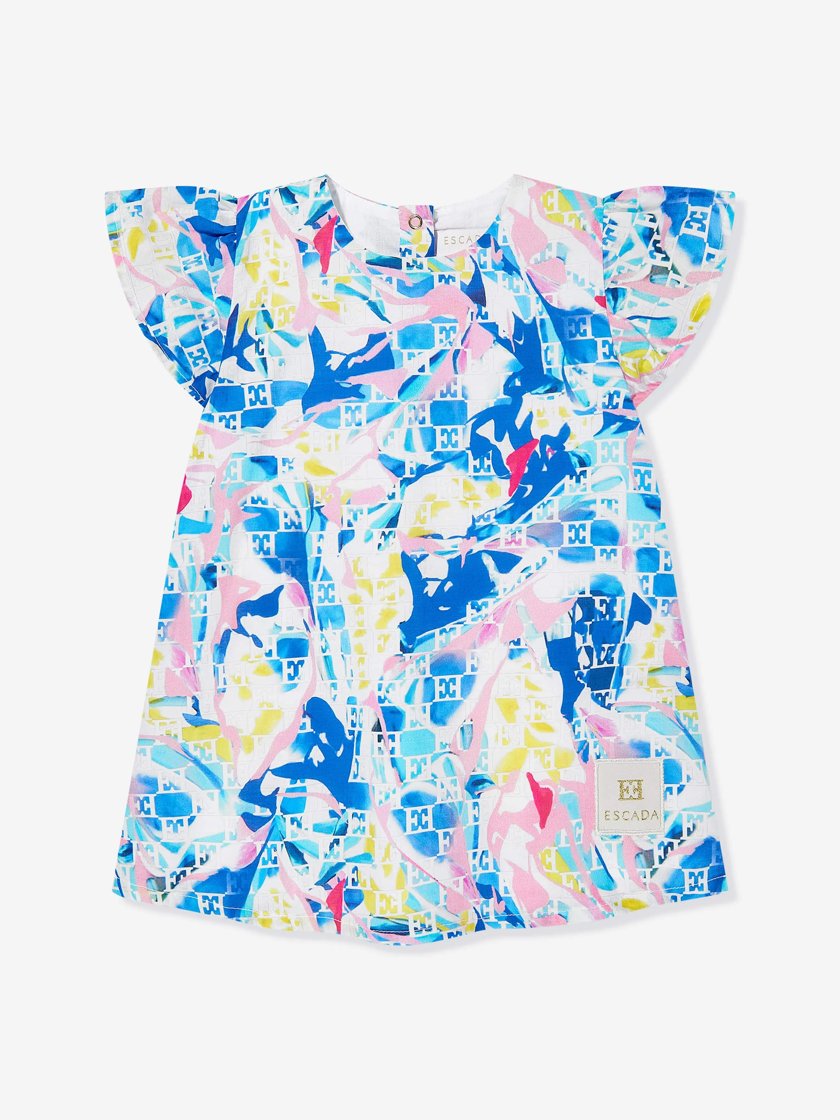 Baby Girls Batiste Printed Dress in Blue