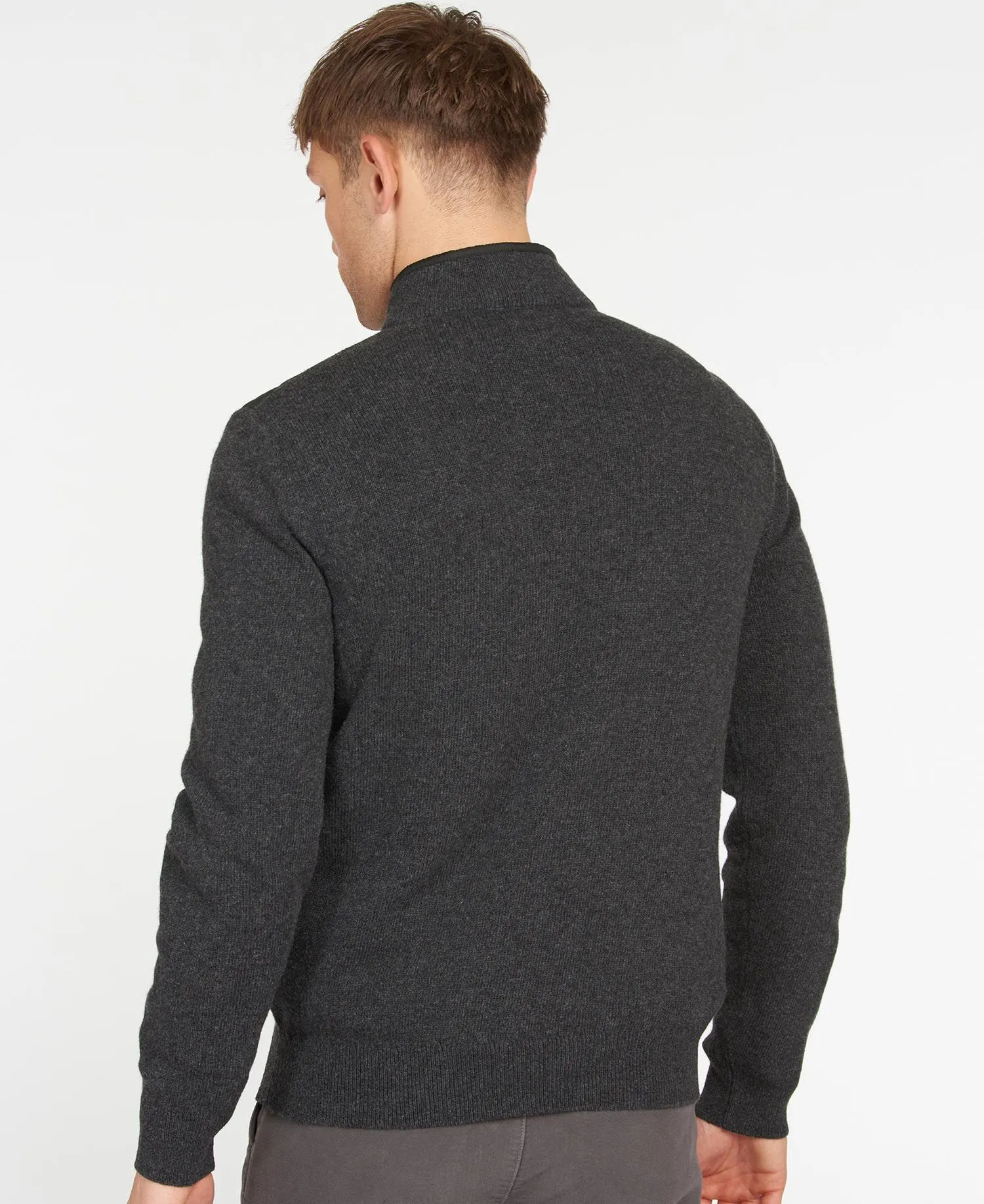 BARBOUR ESSENTIAL DIAMOND QUILT HALF ZIP SWEATSHIRT - CHARCOAL