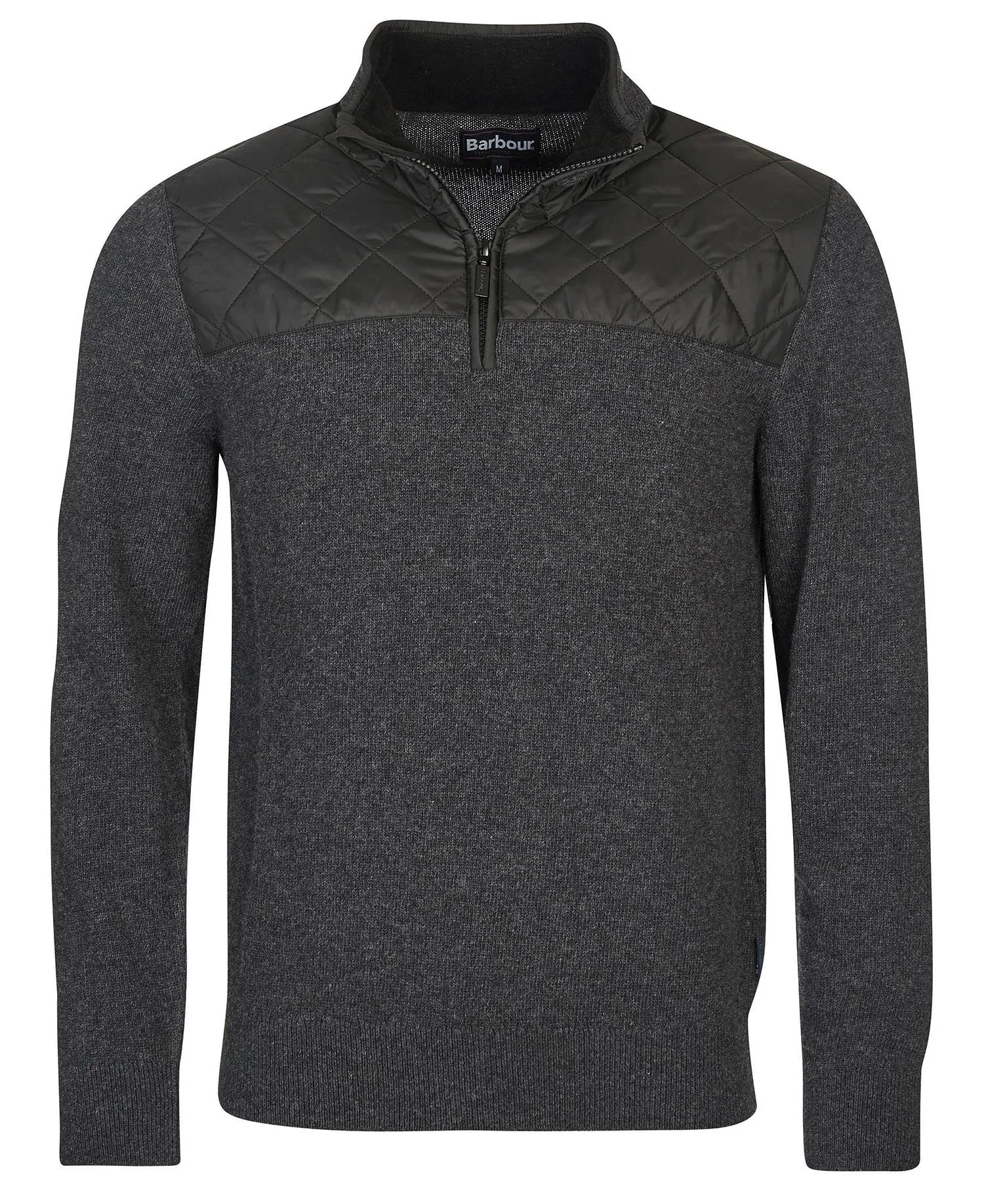 BARBOUR ESSENTIAL DIAMOND QUILT HALF ZIP SWEATSHIRT - CHARCOAL
