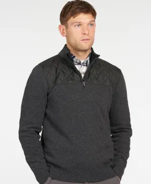 BARBOUR ESSENTIAL DIAMOND QUILT HALF ZIP SWEATSHIRT - CHARCOAL