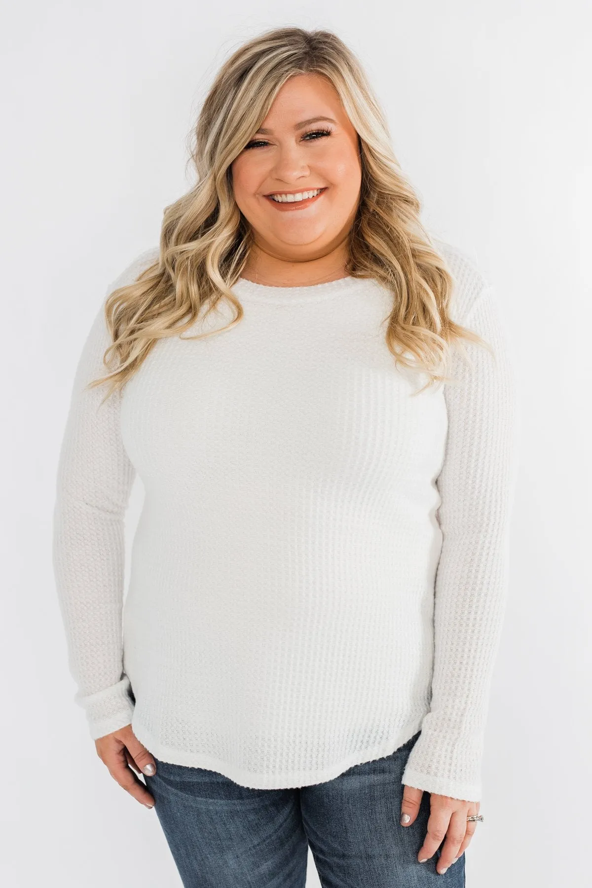 Be With You Waffle Knit Top- Off White