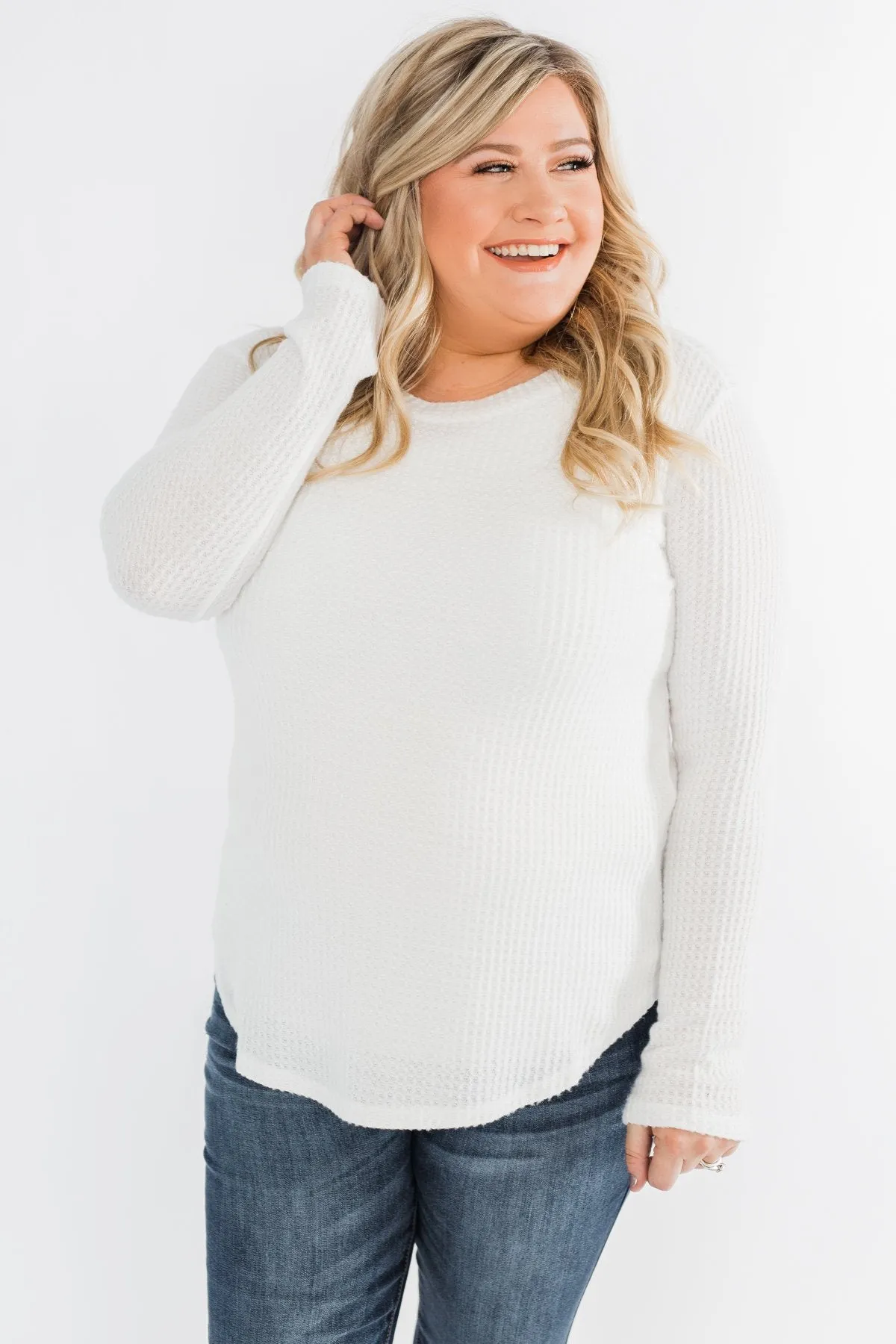 Be With You Waffle Knit Top- Off White