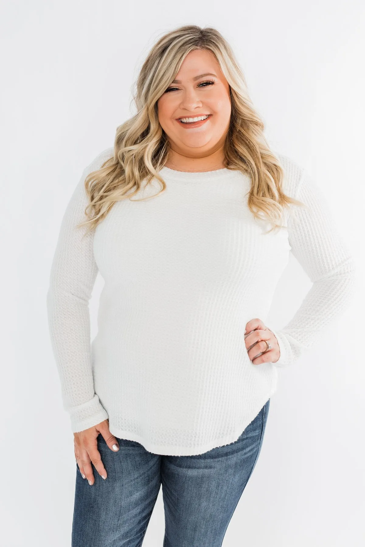 Be With You Waffle Knit Top- Off White