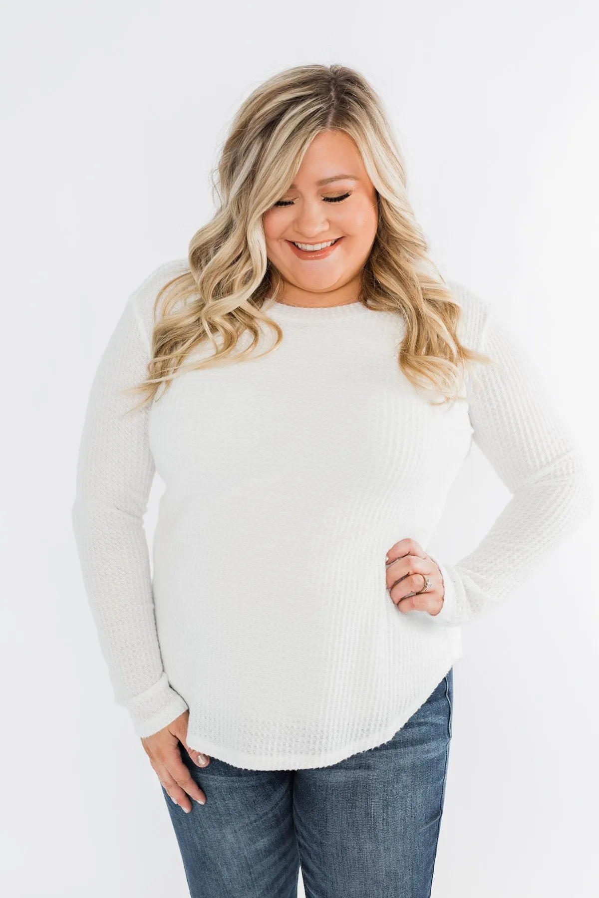 Be With You Waffle Knit Top- Off White