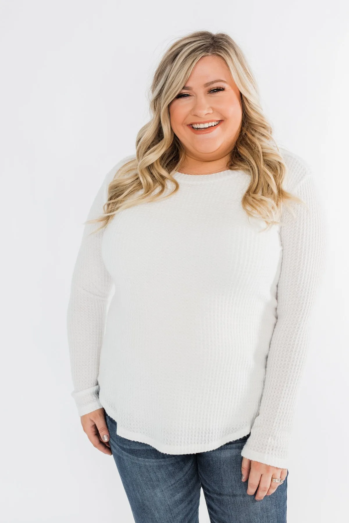Be With You Waffle Knit Top- Off White