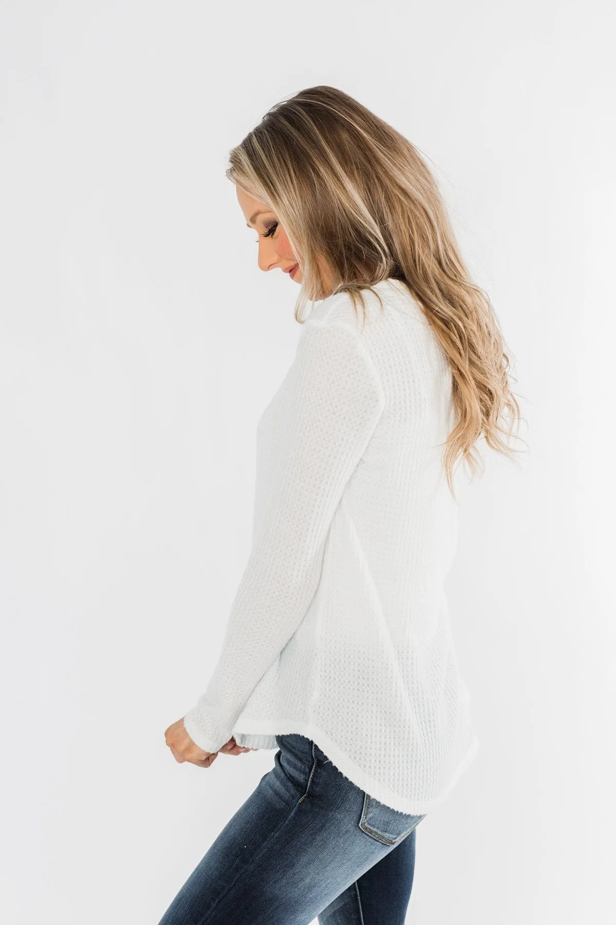 Be With You Waffle Knit Top- Off White