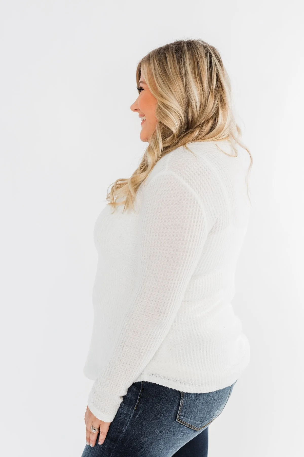 Be With You Waffle Knit Top- Off White