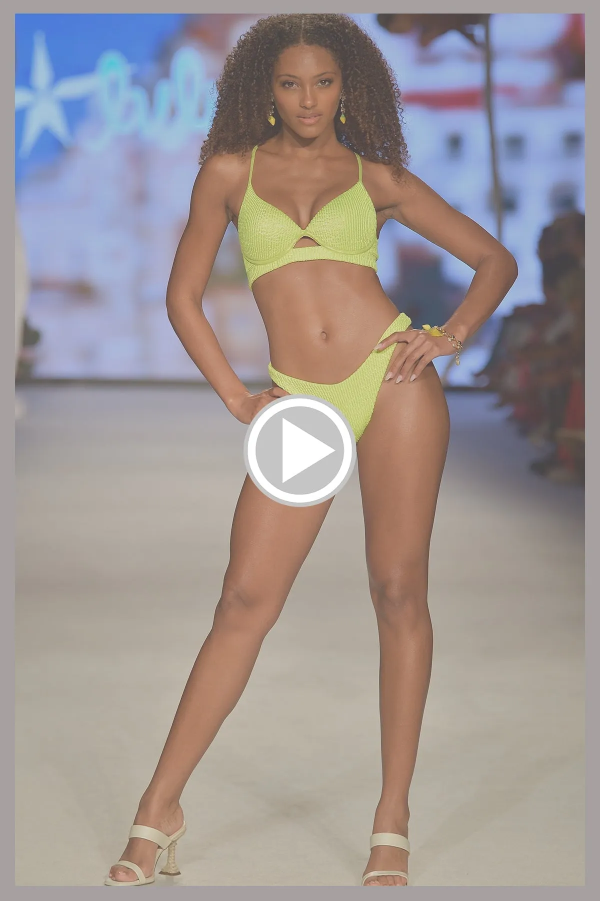 BELLA - Underwire Top & High Leg Brazilian Bottom • Shiny Neon Yellow Runway