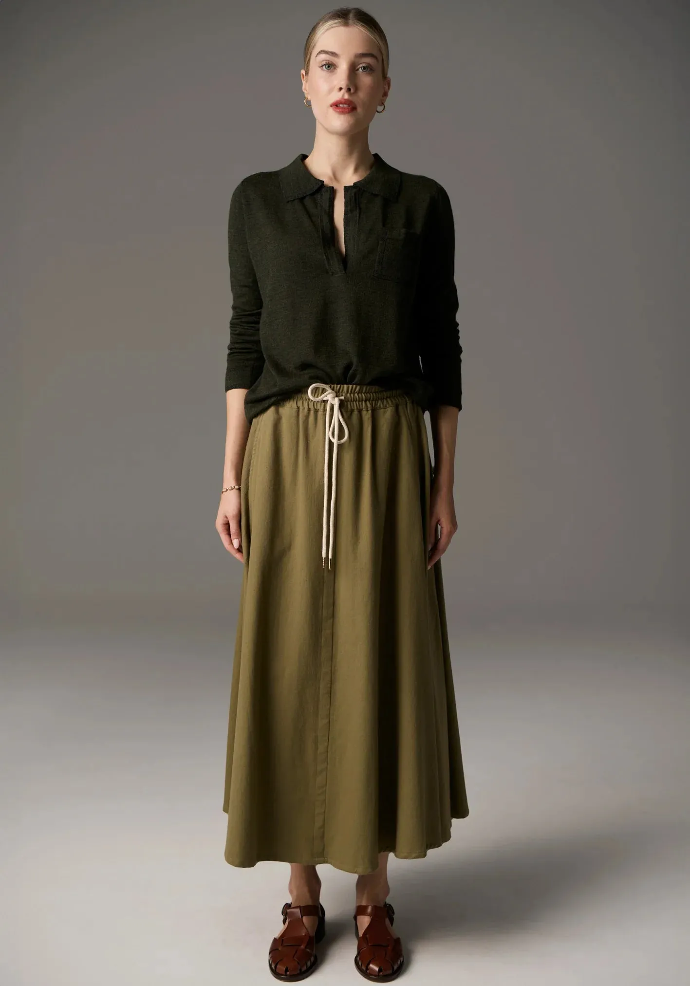 Bennet Polo Knit Lurex - Khaki