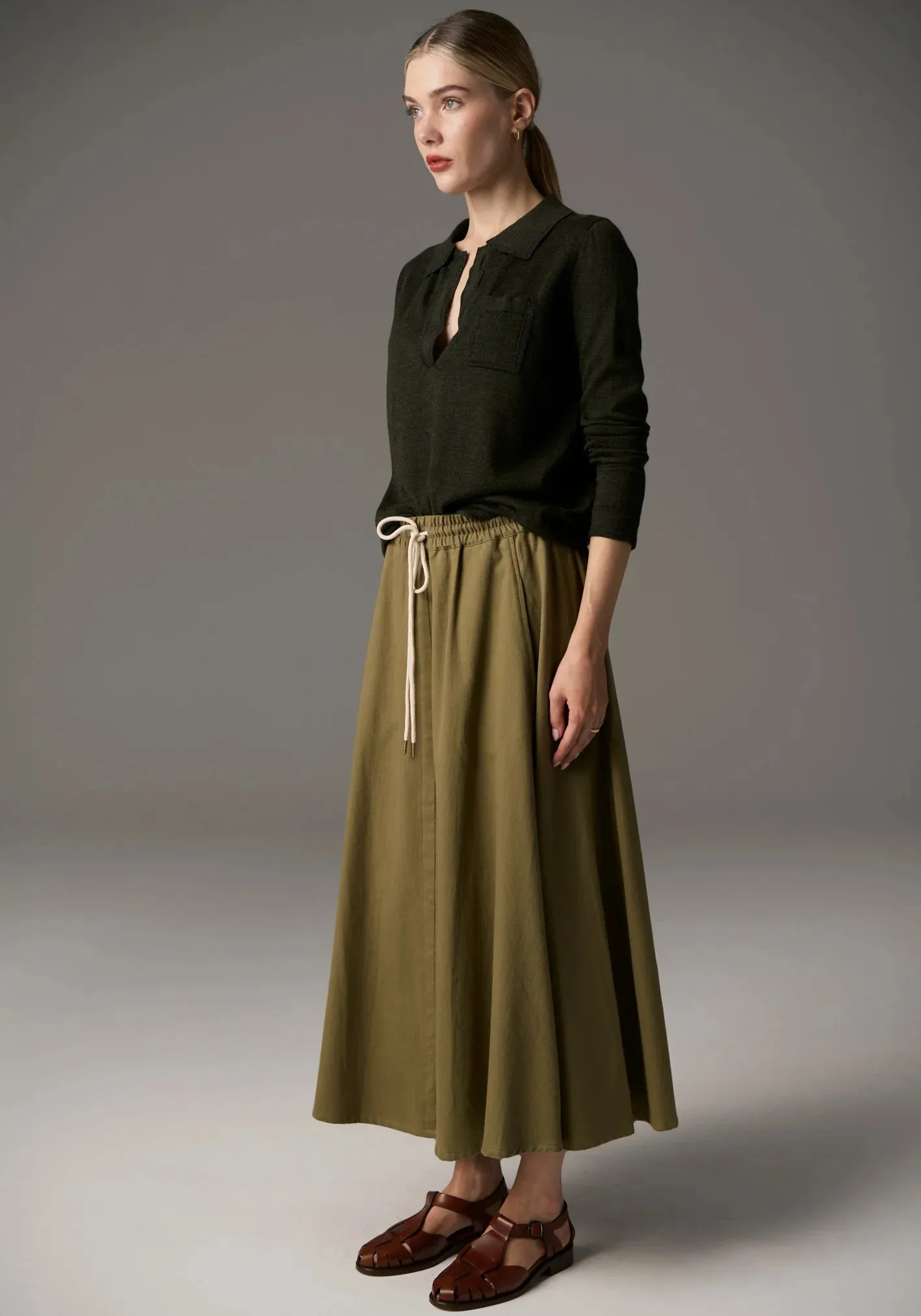 Bennet Polo Knit Lurex - Khaki