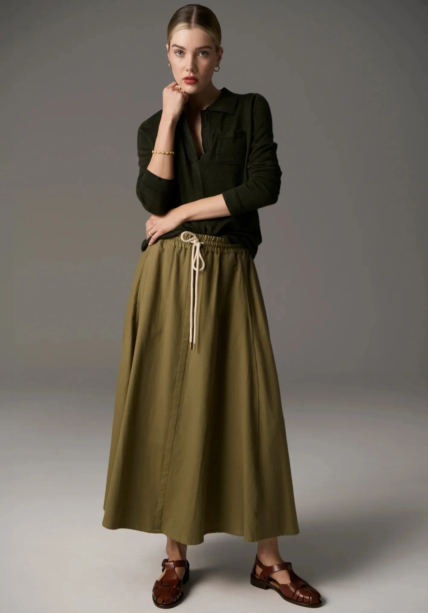 Bennet Polo Knit Lurex - Khaki