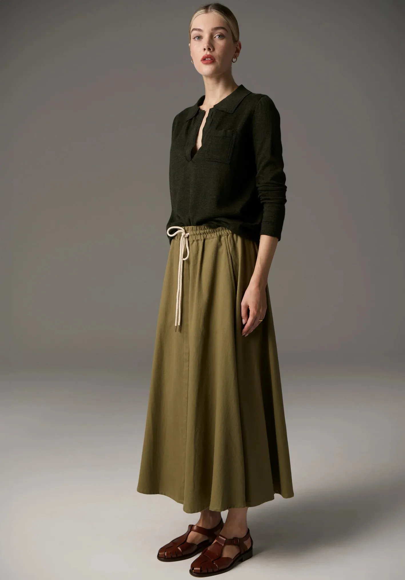 Bennet Polo Knit Lurex - Khaki