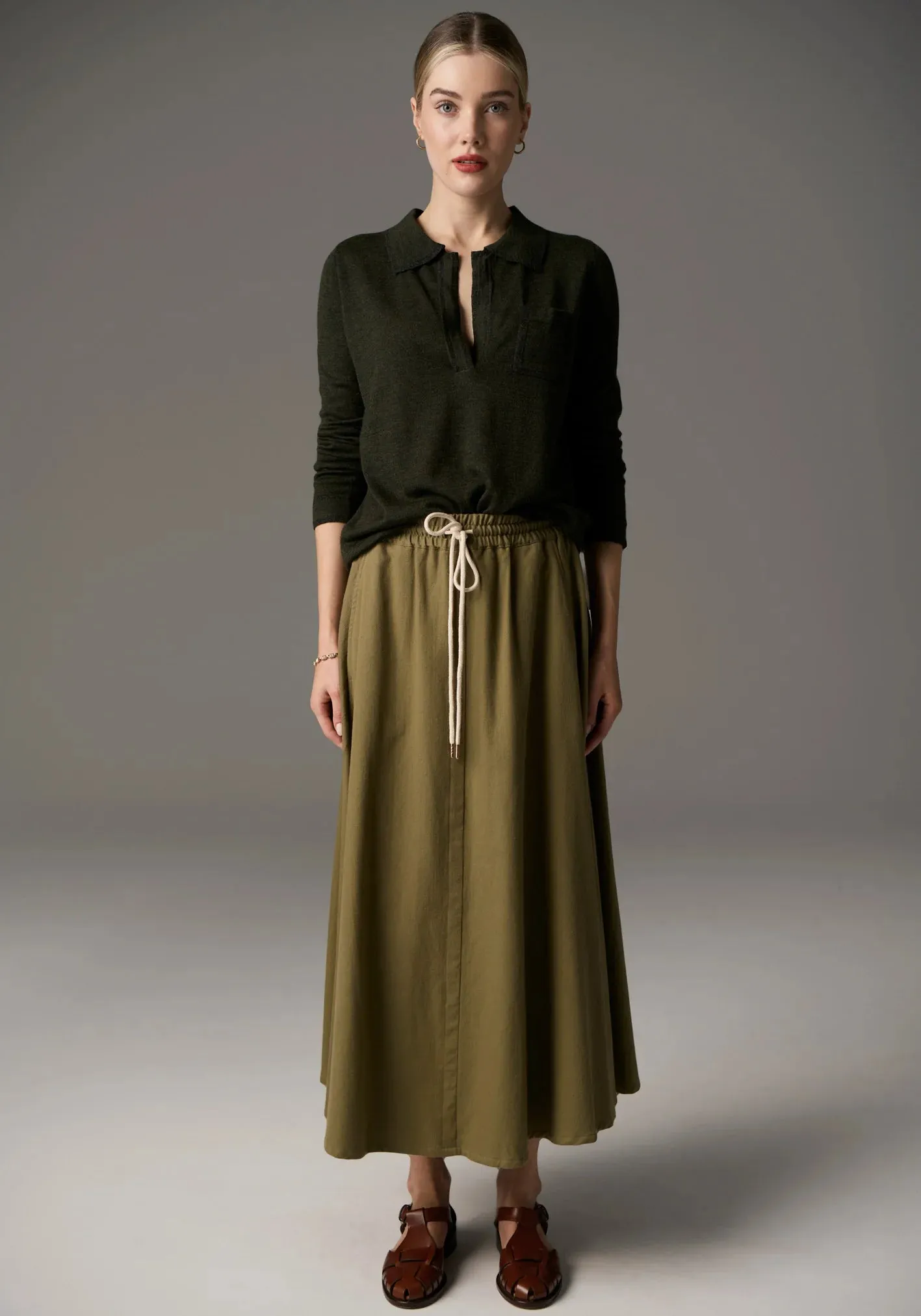 Bennet Polo Knit Lurex - Khaki