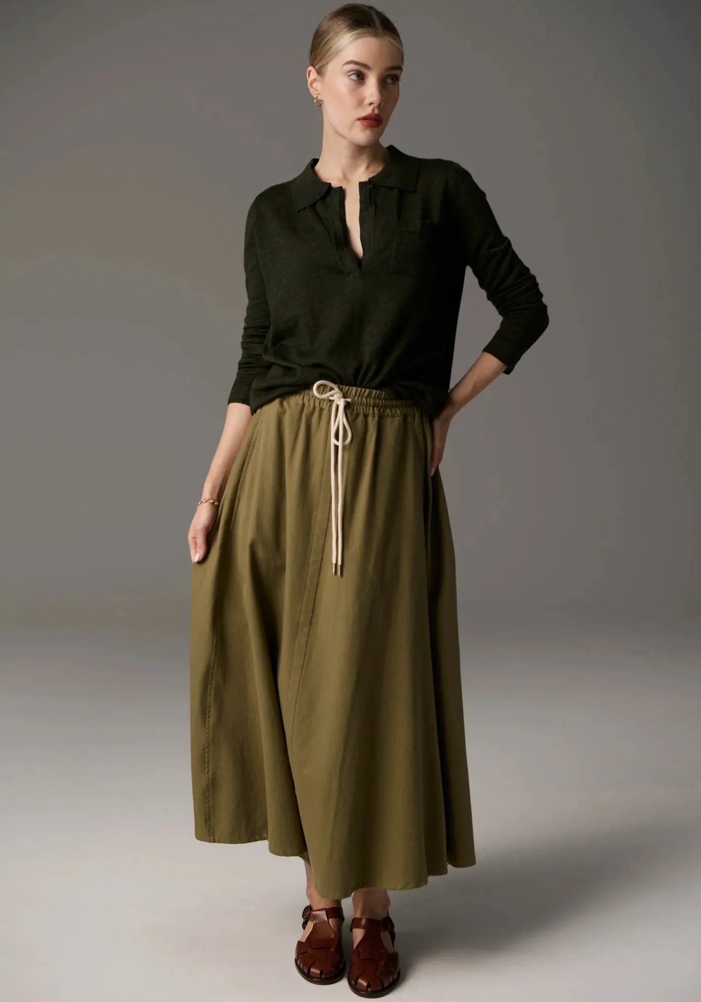 Bennet Polo Knit Lurex - Khaki