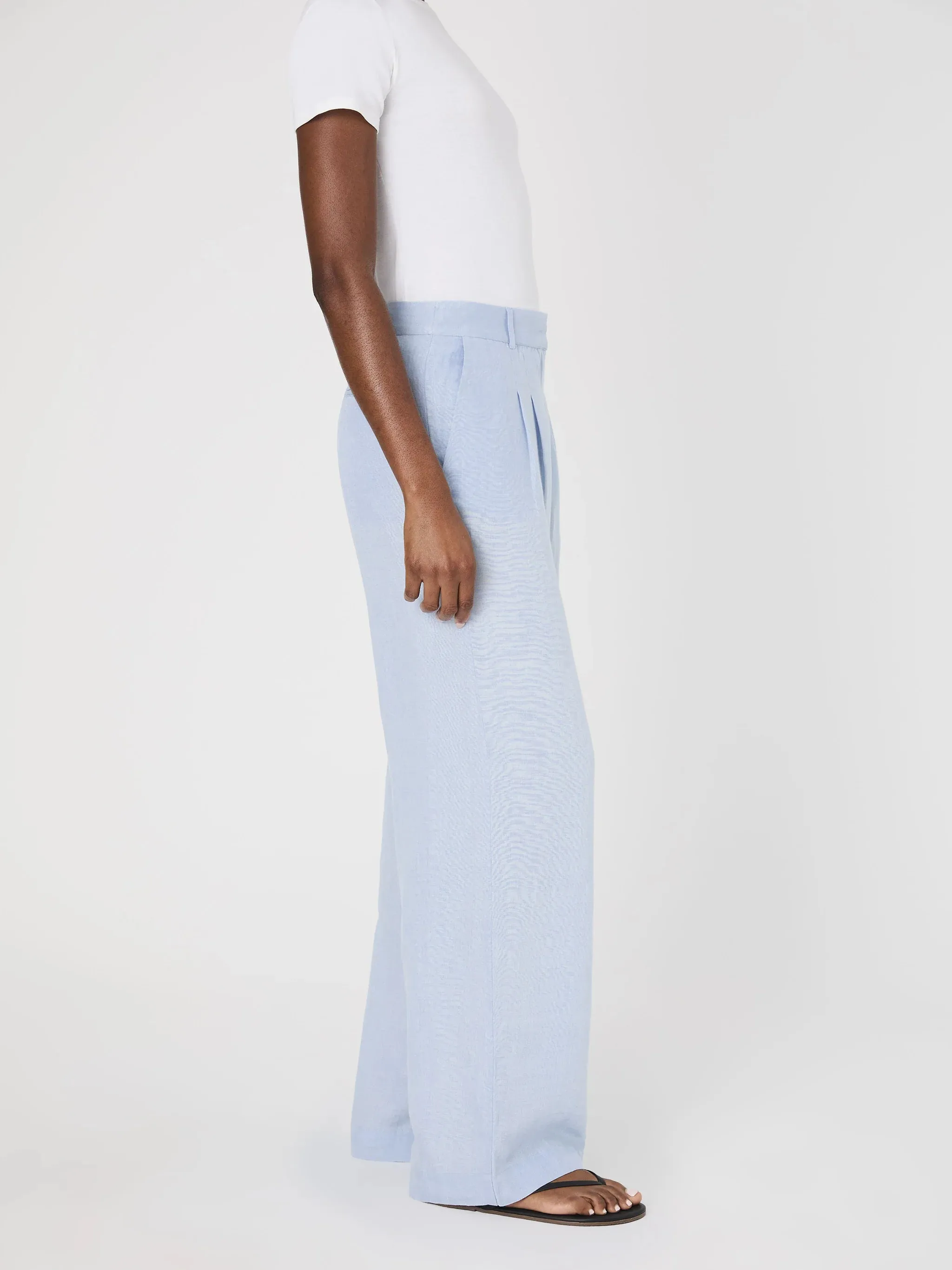 Birdie Linen Trousers in Cashmere Blue