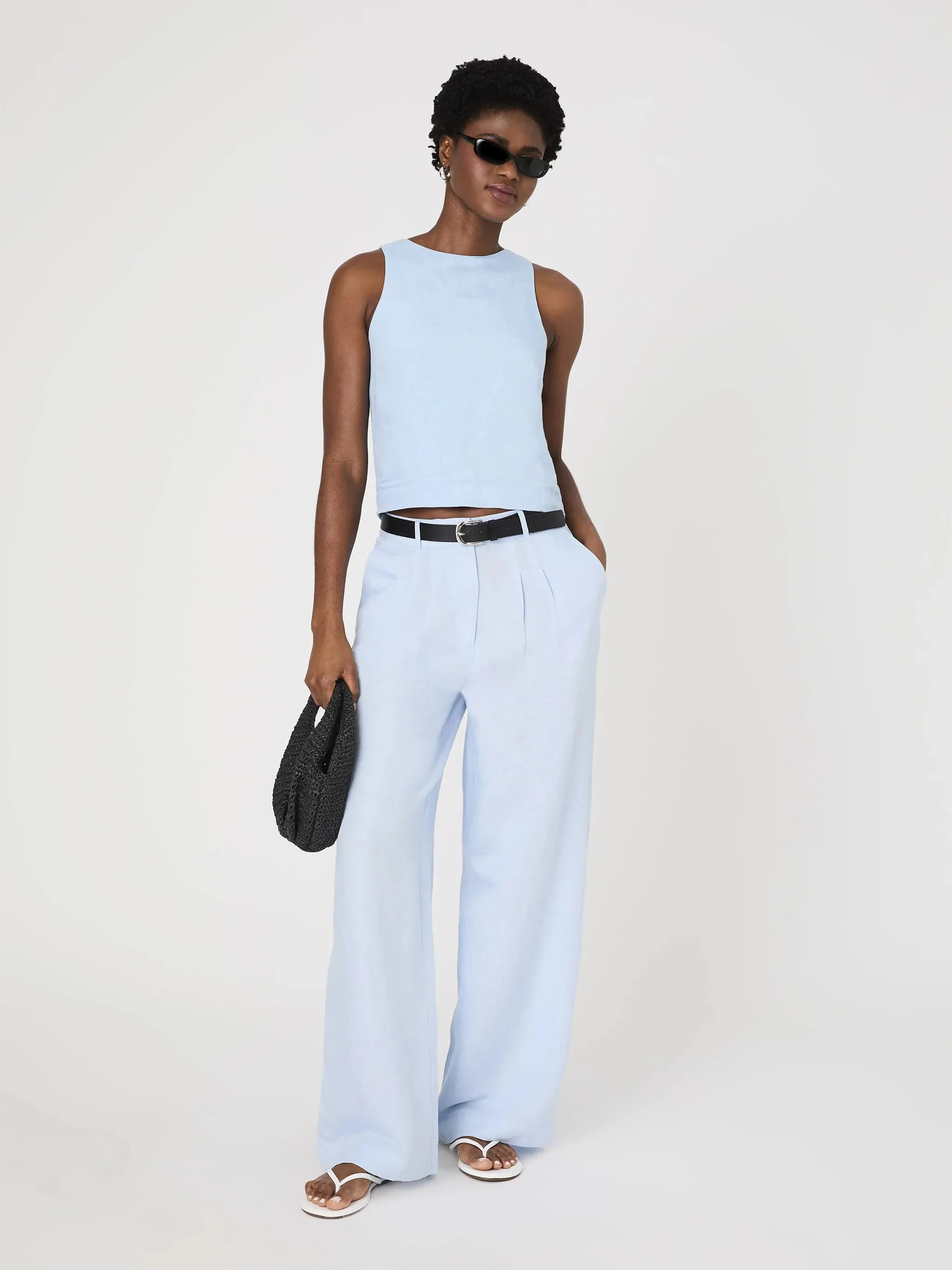 Birdie Linen Trousers in Cashmere Blue