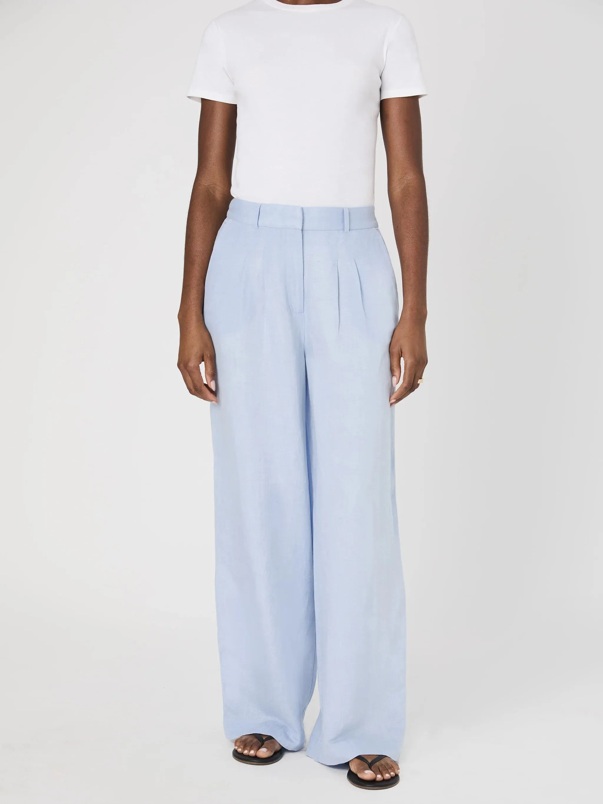 Birdie Linen Trousers in Cashmere Blue