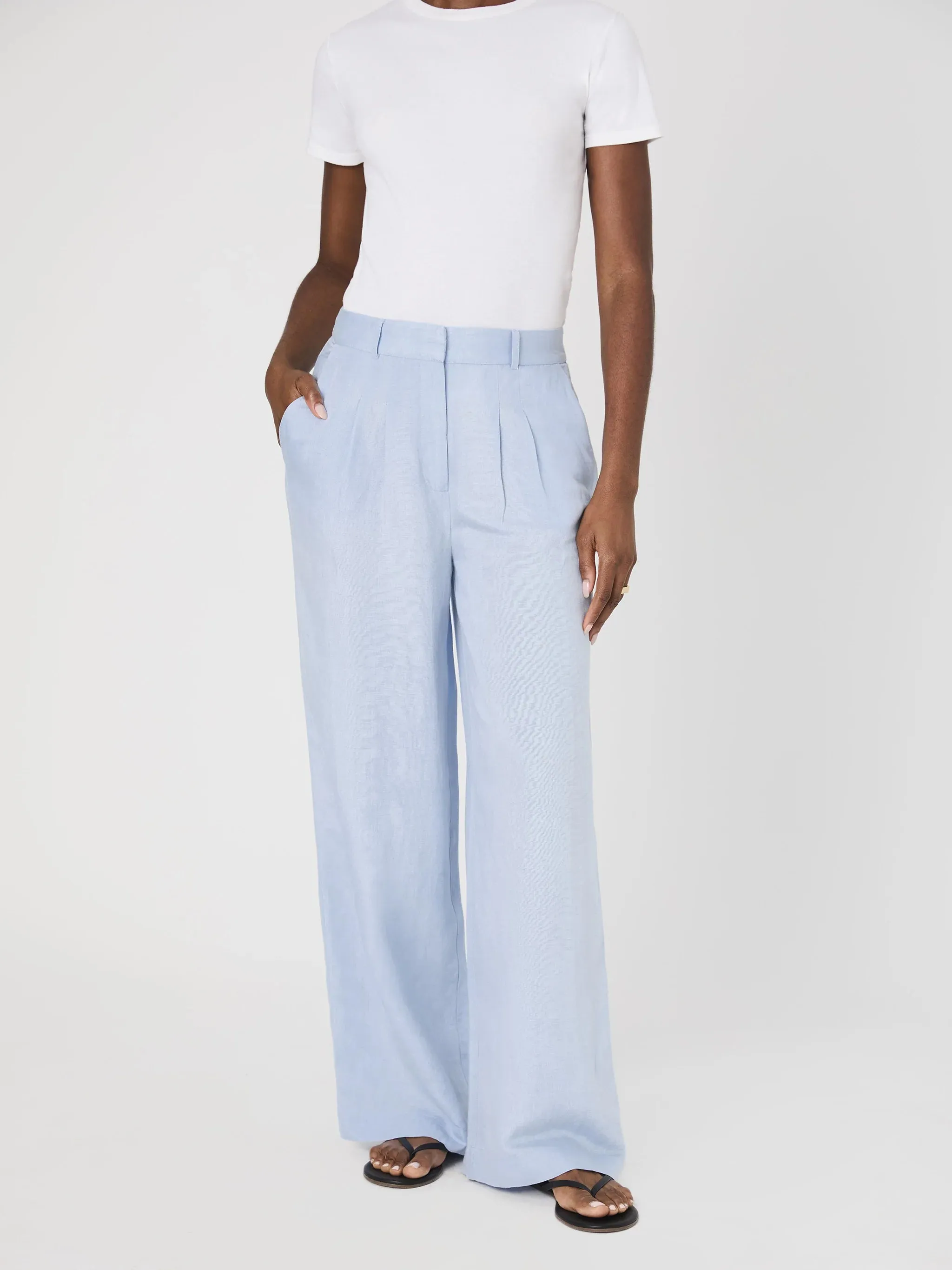 Birdie Linen Trousers in Cashmere Blue