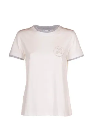 BISCOTTINO OFF WHITE LS EMBROIDERED T-SHIRT