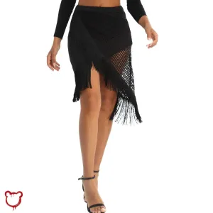 Black Fishnet Fringe Skirt