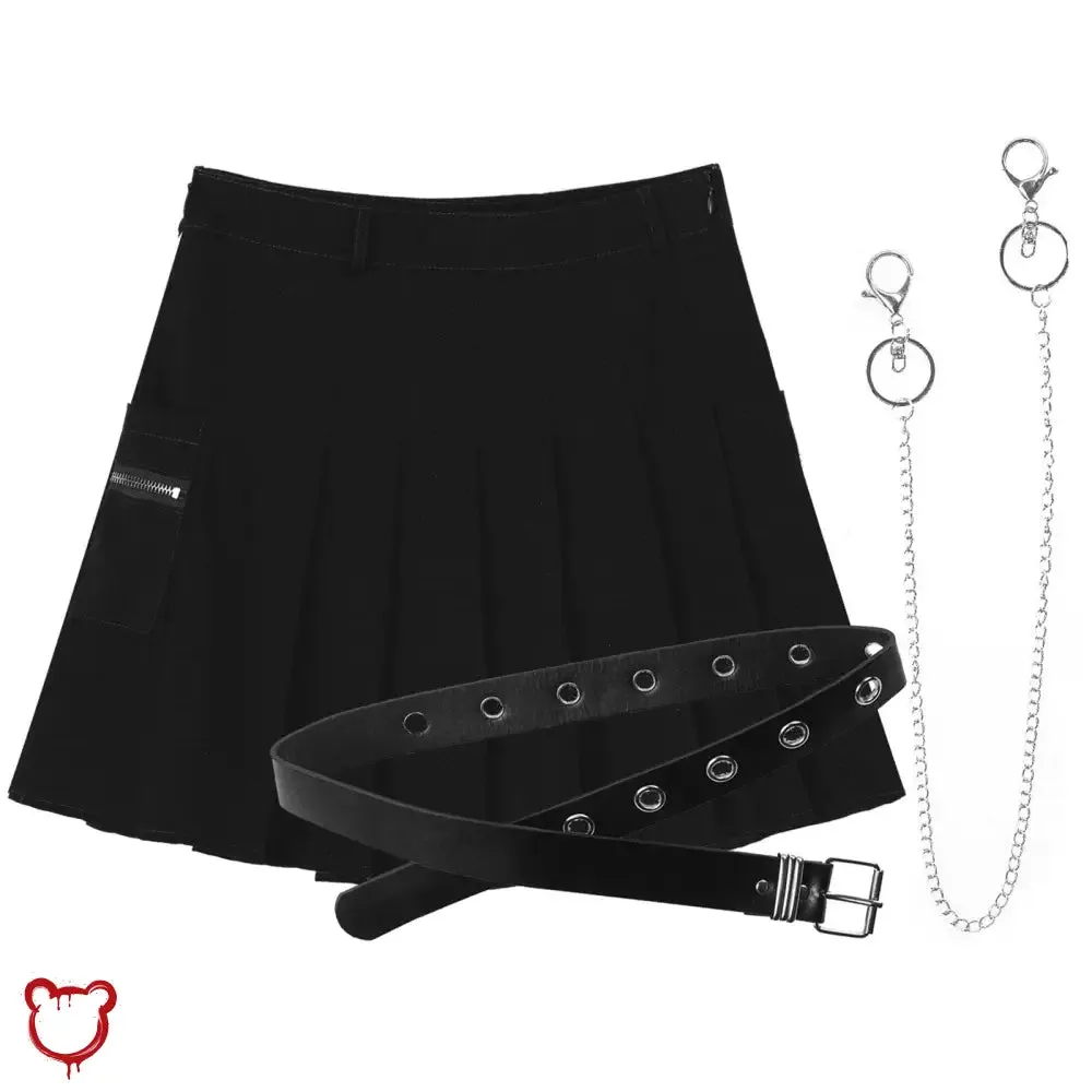 Black Grunge Chain Skirt