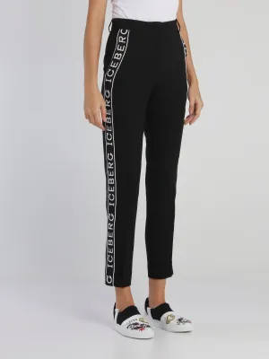Black Logo Tape High Waist Trousers
