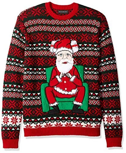 Blizzard Bay Mens Ugly Christmas Santa Sweater, Black, X-Large US