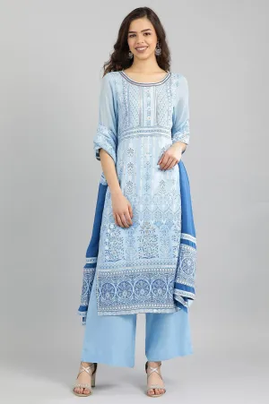 Blue kurta-Palazzo-Dupatta Set